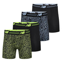 Thumbnail for New Balance Herren Standard Performance Boxershorts, 15,2 cm, ohne Eingriff (4er-Pack), Schwarz/Azur-Druck/Schwarz/Hi-Lite Print, im Sale