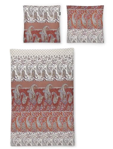Irisette Mako-Satin Bettwäsche Sky Evergem rot 1 Bettbezug 135 x 200 cm + 1 Kissenbezug 80 x 80 cm im Sale