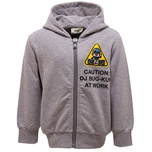 FENDI 2361V Felpa Bimbo Grey Full Zip Con Cappuccio Sweatshirt Cotton Kid [10 Years] im Sale