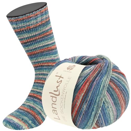 LANA GROSSA Landlust 6-ply sock yarn | Classic sock yarn, printed and machine washable | Hand-knitting yarn made of 80% virgin wool (Merino) and 20% polyamide | 150g wool for knitting and crocheting | 390m yarn on sale