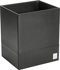 Thumbnail for JOOP! Bathline wastepaper basket in black leather look with elegant braided embossing and silver logo plaque on sale