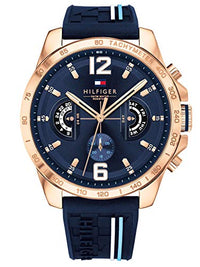 Thumbnail for Tommy Hilfiger Multi Zifferblatt Quarz Uhr für Herren mit Marinblaues Silikonarmband - 1791474 im Sale