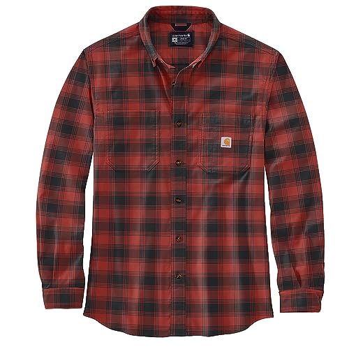 Carhartt Herren Plaid Flannel Relaxed Fit Shirt, Farbe:rot, im Sale