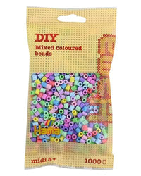 Thumbnail for Hama Beads 207-50 Iron-on Beads Bag with approx. 1,000 colorful midi craft beads with a diameter of 5 mm in a pastel mix, creative crafting fun for all ages on sale