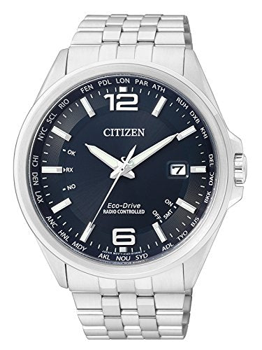 CITIZEN Men's Analog Quartz Watch with Stainless Steel Bracelet CB0010-88L, Blue on Sale
