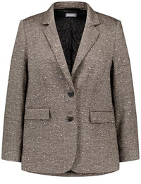 Thumbnail for Samoon Damen Blazer mit Fischgratmuster und Pailletten Langarm Gemustert Pinecore Brown Mel. 46 im Sale