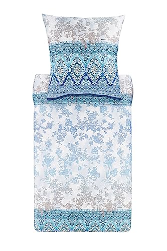 Bassetti AGRIGENTO Bettwäsche + 1 Kissenhülle aus 100% Baumwollsatin in der Farbe Azurblau C1, Maße: 155x220 + 1 K 80x80 cm - 9325849 im Sale