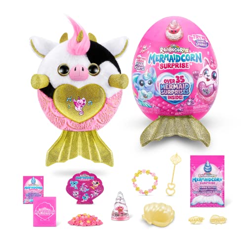 Rainbocorns Mermaidcorn Serie 7 Kuh – Plüsch zum Sammeln – Meerjungfrauen-Überraschungen, Kuschel-Plüsch-Stofftier, Aufkleber, (Kuh) im Sale