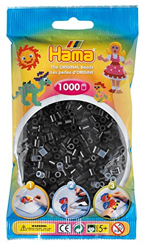 Hama Beads 207-18 Iron-on Beads Bag with approx. 1,000 Midi Craft Beads with a diameter of 5 mm in black, creative crafting fun for all ages on sale