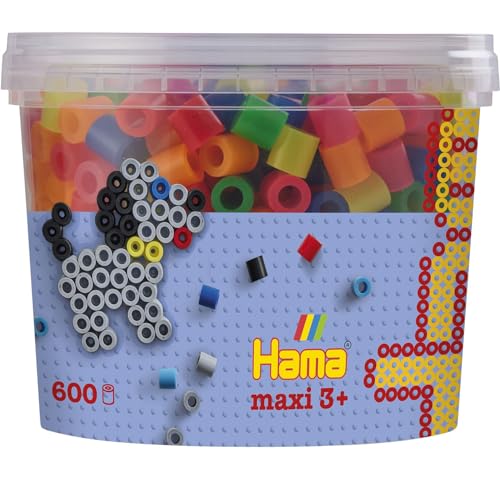 HAMA 8572 Maxi Pot 600 néon Color Perlen, Neon, Small im Sale