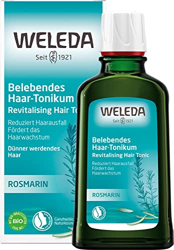 WELEDA Organic Rosemary Hair Tonic - Natural cosmetics hair tonic with rosemary oil prevents hair loss and promotes hair growth. Hair care for strong hair and a healthy scalp (vegan / 100ml)