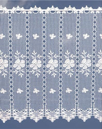 Thumbnail for Plauener Spitze Klassische Scheibengardine mit Blumenmuster 60 cm hoch in Creme (60x140 cm) im Sale