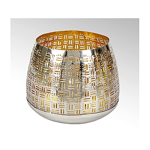 Lambert - Lantern, tealight holder - Fez - iron, nickel-plated - silver/gold - (ØxH) 17 x 15 cm on sale