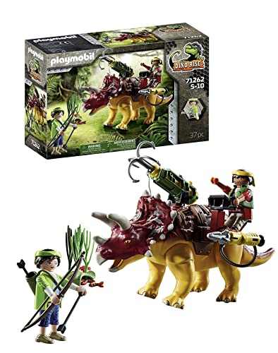 PLAYMOBIL Dino Rise 71262 Triceratops, Dinosaur with Removable Armor and Large Movable Cannon, Toy for Children Ages 5 and Up on Sale