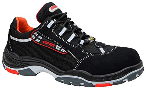 ELTEN Sicherheitsschuhe SENEX ESD S3, Damen und Herren, Textil, Kunststoffkappe (leichter als Stahlkappe), leicht, sportlich, Schwarz/Rot, im Sale
