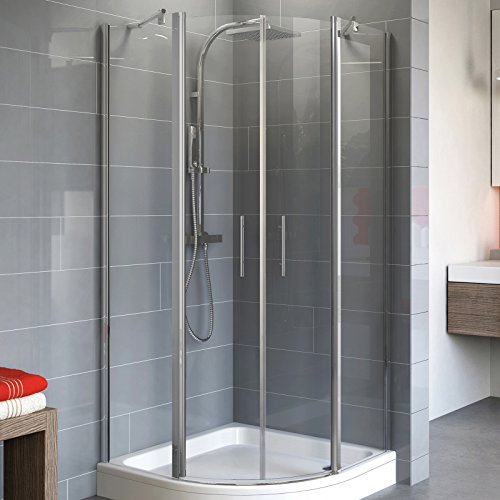 Schulte EP325006 01 500 Duschkabine Alexa Style 2.0 Runddusche, 90 x 90 cm, 192 cm, Radius 50 cm, 5 mm Sicherheitsglas klar hell beschichtet, alunatur, Montage auf Duschewanne oder Fliese im Sale
