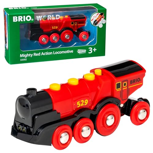 BRIO World 33592 Rote Lola elektrische Lok - Batterie-Lokomotive mit Licht & Sound - Kleinkinderspielzeug empfohlen ab 3 Jahren im Sale