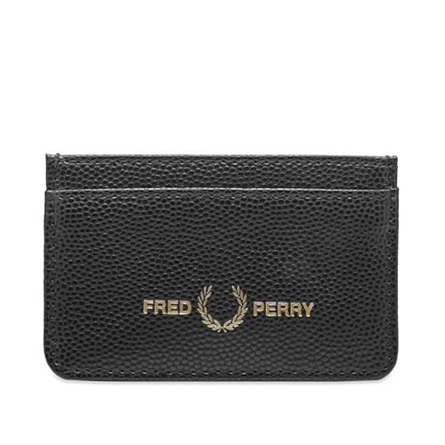 Fred Perry L4309 Geldbörse für Herren und Damen, strukturiert, Schwarz, Schwarz , Einheitsgröße, Dreifach gefaltete Brieftasche im Sale