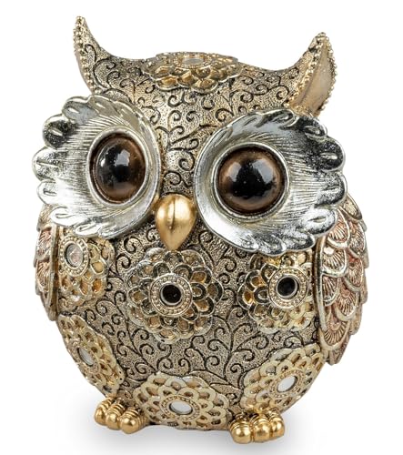 formano decorative owl figure gold-silver 12cm hand-painted made of artificial stone