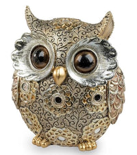 Thumbnail for formano decorative owl figure gold-silver 12cm hand-painted made of artificial stone