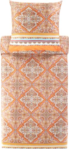 Bassetti MARECHIARO bed linen + 1 pillowcase made of 100% cotton satin in the color Orange O1, dimensions: 135x200 + 1 pillowcase 80x80 cm - 9327376 on sale