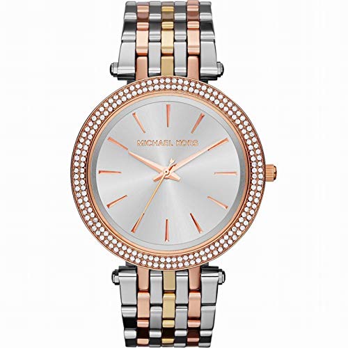 Michael Kors Damen Quartz Armbanduhr, 39.00mm GehäusegröÃŸe mit champagnerfarben analog Zifferblatt und Gold Metallarmband Armband MK3191 im Sale