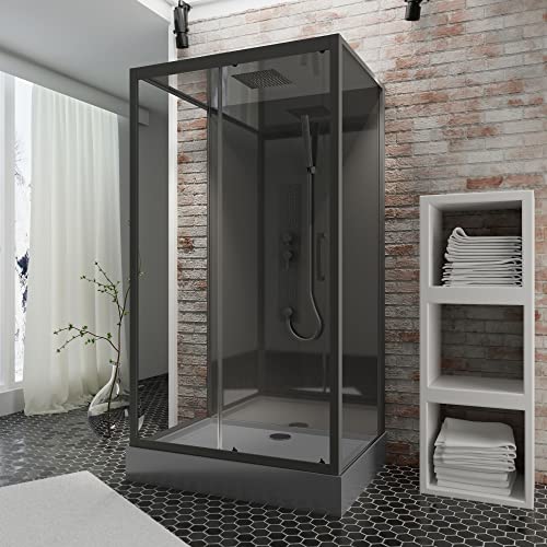 Schulte Wellnesskabine Bali 85 x 115cm, 215cm, 5mm Sicherheitsglas, Schwarz, EP19391185-68-50 im Sale