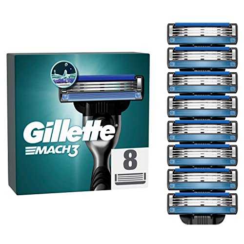 Gillette Mach3 Rasierklingen, 8 Ersatzklingen für Nassrasierer Herren mit 3-fach Klinge