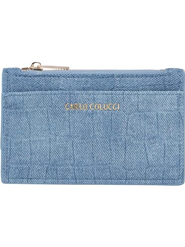 Carlo Colucci Kartenetui mit Krokooptik Blau O im Sale