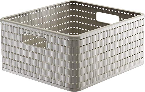 Rotho Country storage box 14l in rattan look, plastic (PP) BPA-free, cappuccino, 14l (32.8 x 30.0 x 16.0 cm) on sale