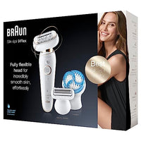 Thumbnail for Braun Silk-épil 9 Flex Epilator for Women / Hair Remover, including shaving head and deep exfoliating brush, with flexible head for easier hair removal, gift for women, 9010, white/gold on sale