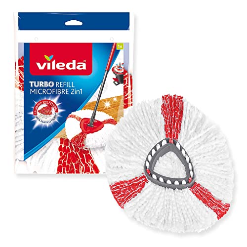 Vileda Turbo 2-in-1 EasyWring&amp;Clean Mop Replacement Heads, Microfiber Mop Heads with Power Fibers for Vileda Turbo Sets, Also for Sensitive Floors, 1 Pack on Sale