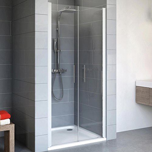 Schulte EP322006 01 500 Duschkabine Alexa Style 2.0 Pendeltür Nische, 90 x 192 cm, 5 mm Sicherheitsglas Klar hell fixil beschichtet, alunatur, Montage auf Duschwanne oder Fliese im Sale