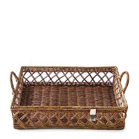 Thumbnail for Riviera Maison rattan tray with handles, rectangular serving tray, square decorative tray, basket - Avenue Pierre Tray - Brown, natural - Handmade, woven - (LxWxH): 45x30x11 on sale
