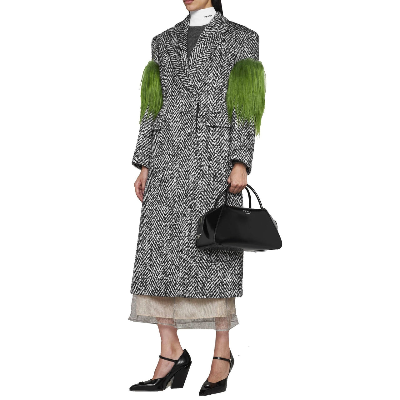 Prada Herringbone Wool Coat im Sale