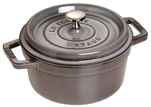 STAUB Gusseisen Bräter/Cocotte, Rund 20 cm, 2,24 L, Aromaregen Funktion, Für alle Herdarten geeignet, Graphitgrau im Sale