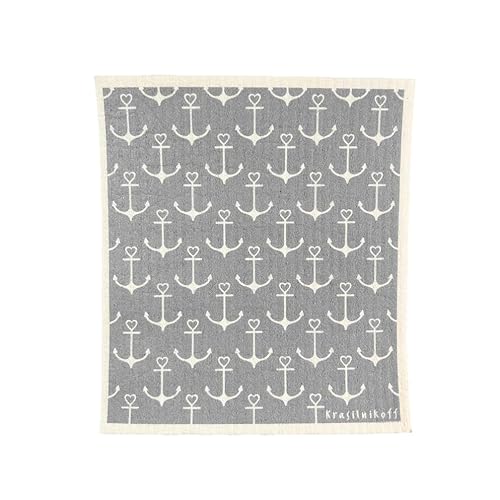 Krasilnikoff - Swedish Dishcloth SWE161 - Anchors Allover, Grey im Sale