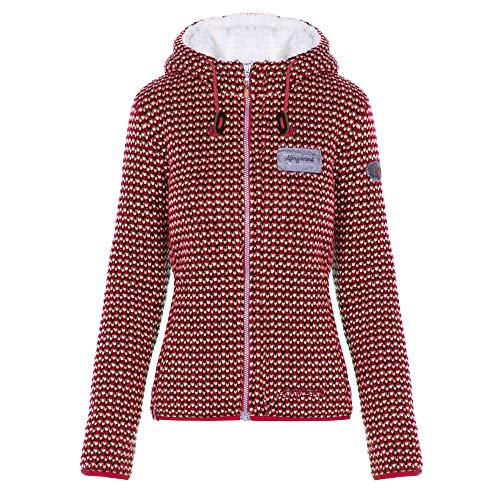 Almgwand W Münsterhöhe Rot - Trendige warme Damen Strickfleece Jacke, im Sale