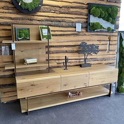 Voglauer Wohnwand V-Cube Living Wildeiche Rustico mit Beleuchtung im Sale