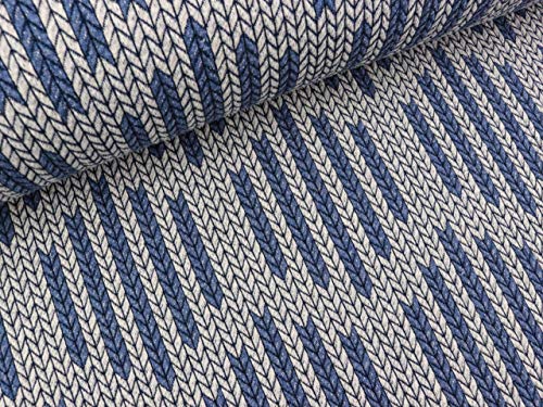 Albstoffe Hamburger Liebe Check Point Big Knit Check List winterweiß-Jeansblau Melange im Sale