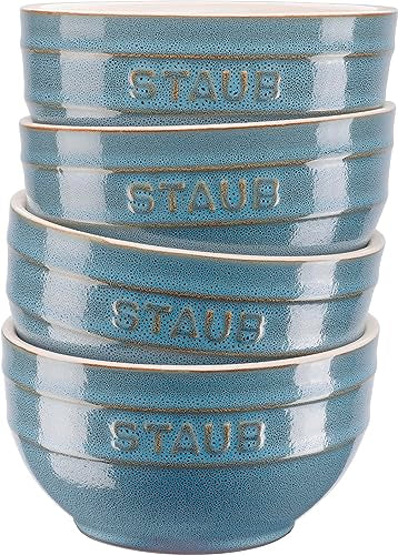 STAUB Ceramique Bowl Set, 400 ml, Cereal Bowls, Serving Bowls, Dessert Bowls, Red, Ceramic, 12 cm, 4-piece on Sale
