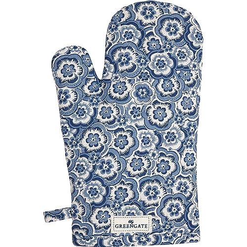 GreenGate oven glove Selma blue with flowers cotton grill glove BBQ