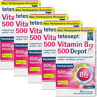 Thumbnail for tetesept Vitamin B12 Depot – Hochdosiert mit 500μg Vitamin B12 zur Langzeitversorgung des Energiestoffwechsels - für Körper und Geist - Vegan - 5 x 30 Mini-Tabletten (Nahrungsergänzungsmittel)