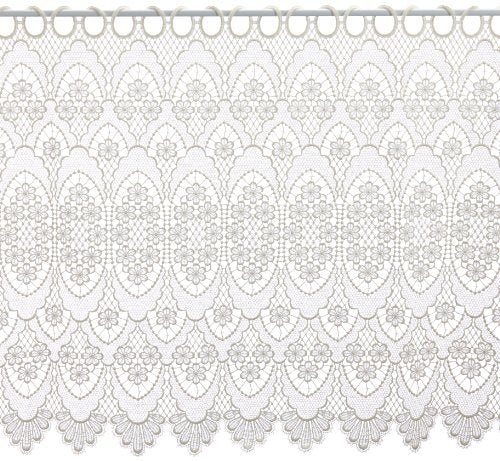 Plauener Spitze by Modespitze, Store Bistro Gardine Scheibengardine mit Stangendurchzug, hochwertige Stickerei, Höhe 60 cm, Breite 112 cm, Creme im Sale