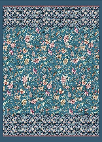 Bassetti Vicenza Plaid made of 100% cotton in turquoise/petrol B1, dimensions: 240x250 cm - 9326057 on sale