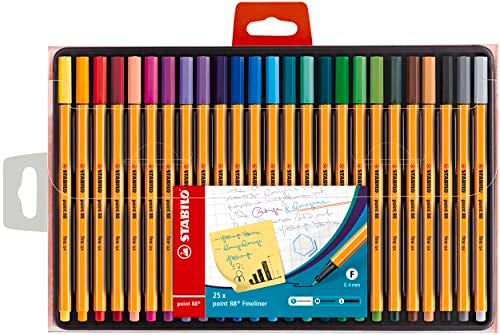 Fineliner - STABILO point 88 - 25er Pack - mit 25 verschiedenen Farben im Sale