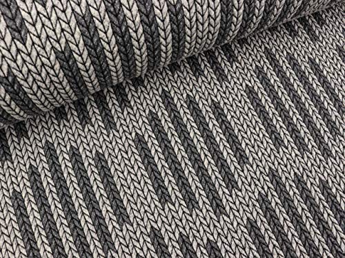 Albstoffe Hamburger Liebe Check Point Big Knit Check List Mittelgrau-Carbon im Sale