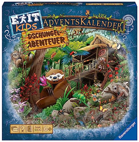 Ravensburger 18957 - EXIT Adventskalender kids - Dschungel-Abenteuer - 24 Rätsel für EXIT-Begeisterte ab 6 Jahren im Sale