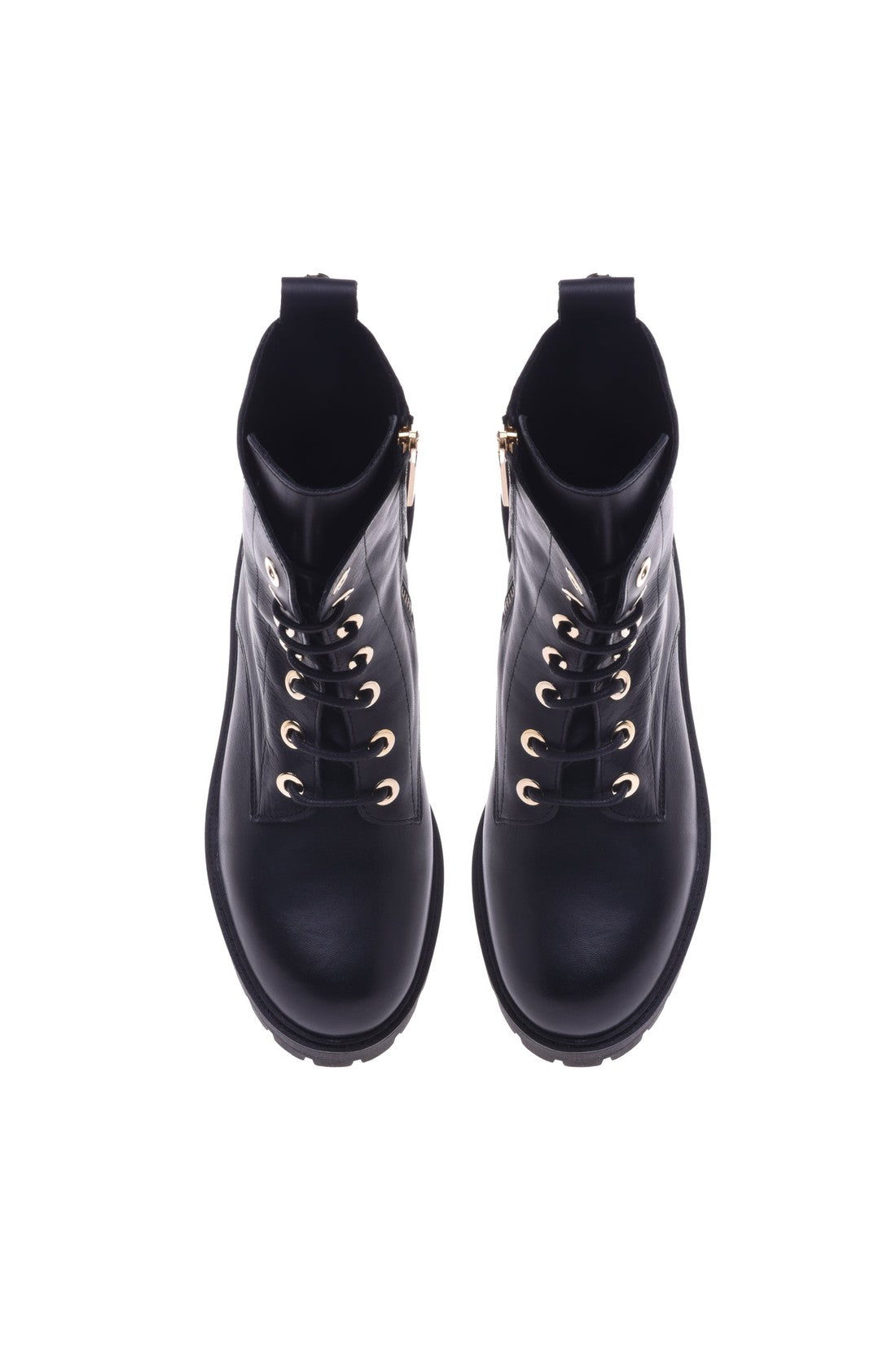Baldinini combat boots in black leather on sale