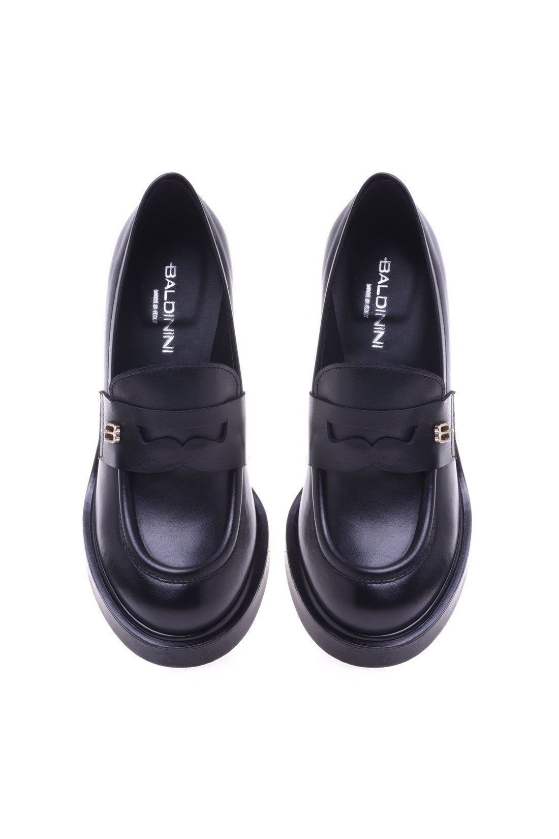 Baldinini Loafer with heel in black leather im Sale